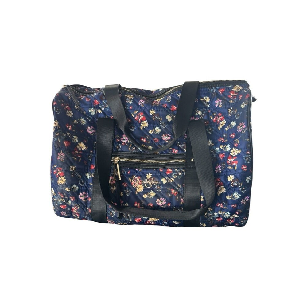 Jessica Simpson Navy Floral Quilted Travel Tote